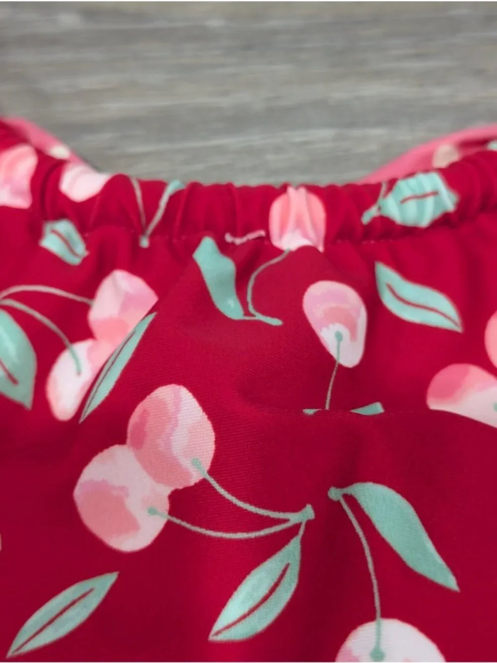 Matilda Jane Girls Sandy Springs Cherry Gingham Red Ruffle Two-Piece Swimsuit 10